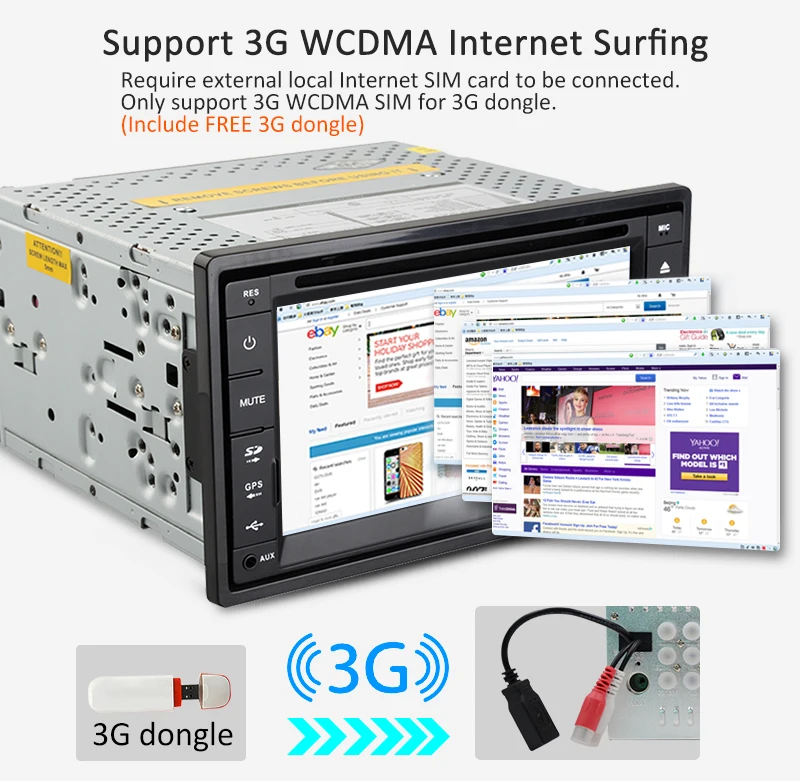 Sale 3G Stereo Auto System win8 GPS Map Car DVD HeadUnit 6.2 Inch EQ In Deck USB BT Autoradio PC FM AM Radio SD 3D 5