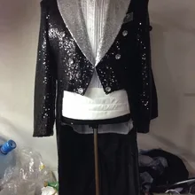 Двубортный мужской фрак смокинг черный блесток Серебряный Нагрудник мужской костюм жених смокинг Свадебный Выпускной бар куртка певца с блестками