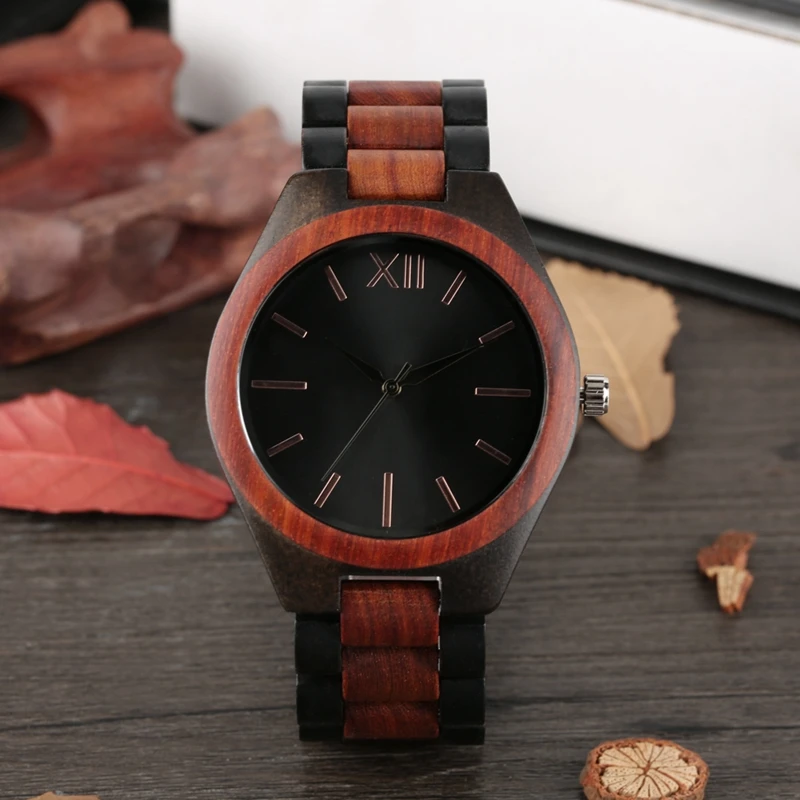 100% Handmade Bamboo Wooden Watches Men Quartz Sports Full Wood Bracelet Analog Wristwatch Gift Top Clock Relogio Masculino 2019 (1)