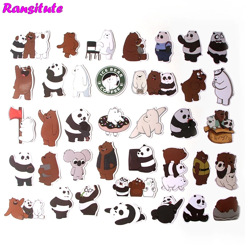 

37Pcs/set We Bare Bears Mixed Sticker Laptop Skateboard Bike JDM Doodle Applique Cool Waterproof Sticker R397