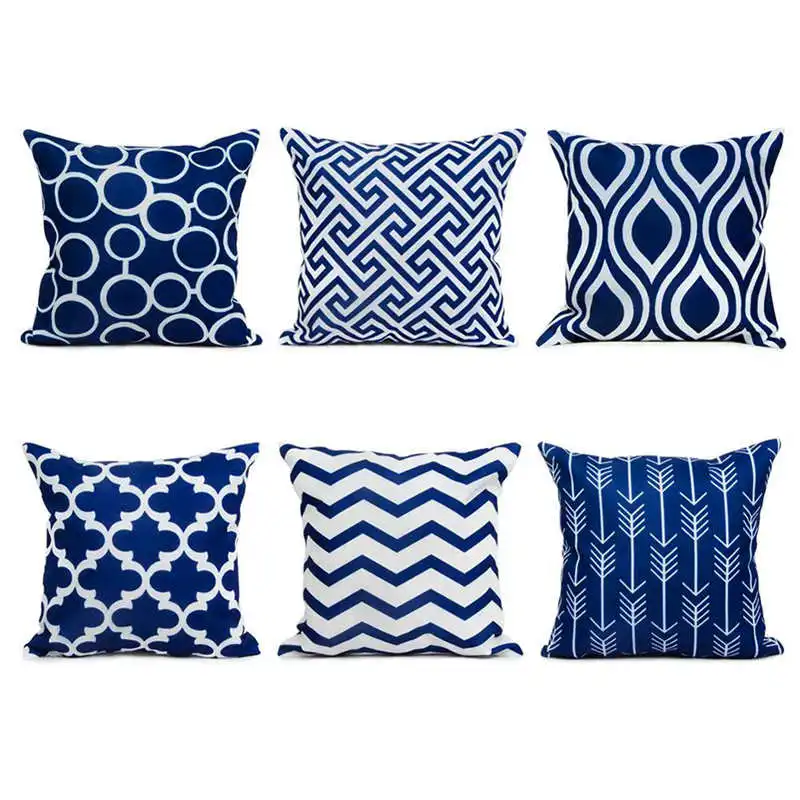  6PCSet Fashion Home Decorative Pillowcase Cotton Linen Sofa Cushion Throw Pillow Cover pillow case 4545 geometric #3o12#f (4)