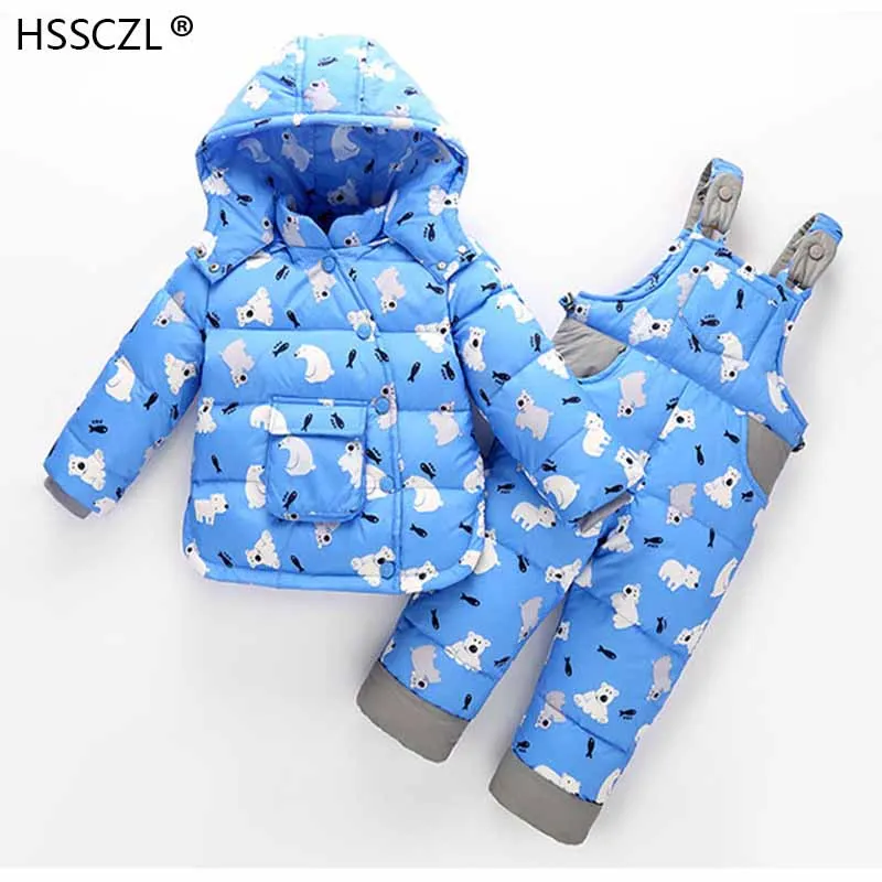 

2018Fashion Children Winter Down Sets Kids Ski Suit Overalls Baby Girls Boys Down Coat Warm Snowsuits Jackets+bib Pants 2pcs/set