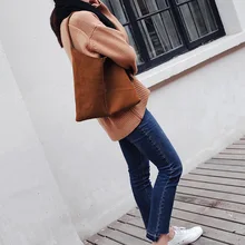 

New Simple Washed Suede V-shaped Shoulder Bag Handbag Fashion Retro Can Be Used Both Front And Back Large Capacity A3631