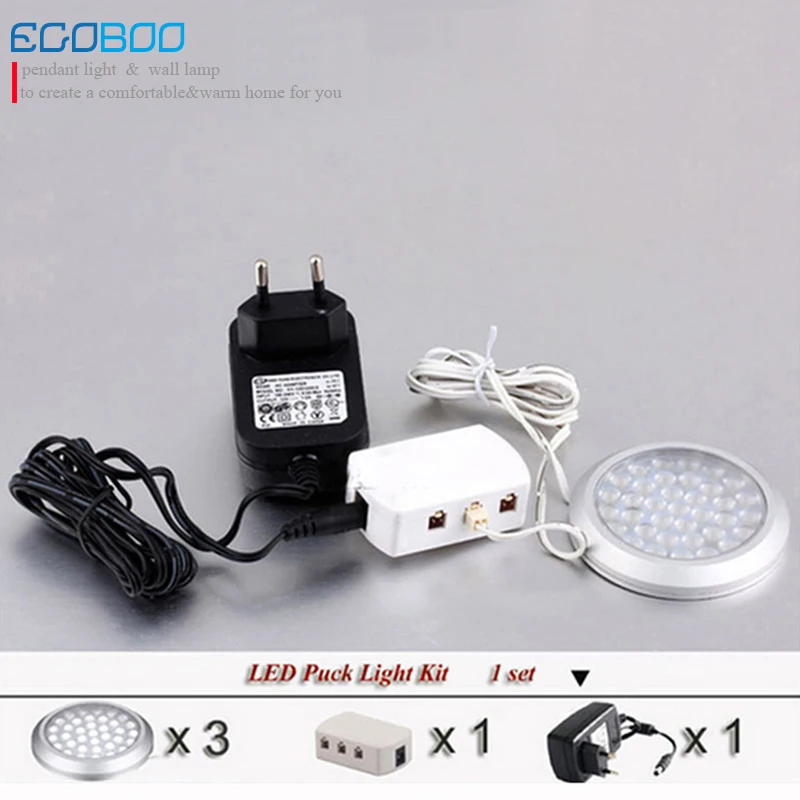 LED Ceiling downlight display cabinet lighting gabinete light 3pcs lamps+1pcs Splitter+1pcs 12v Power Adapter