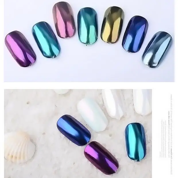 Nail Art Shell порошок лак с зеркальным эффектом хром пигмент пыль мерцающий Гель-лак для УФ-лампы Советы Маникюр украшения DIY инструменты салон