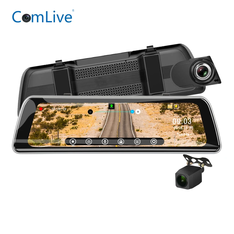 

Camlive S2 10" dual cams car recorder GPS logger dash camera rearview mirror DVR motion detection car video recorder dvr camera