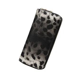 

Women Long Leather Wallet Leopard Print Purse Coin and Cards Holder Carteras De Cuero Genuino Para Mujer