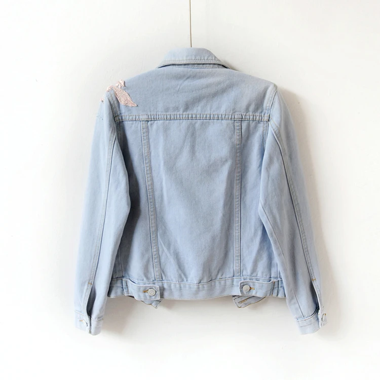 2018 Spring Autumn Women Slim Embroidered Three-dimensional Flowers Long Sleeve Denim Jacket Women's Fashion Jeans Coat 1666 2018 Spring Autumn Women Slim Embroidered Three-dimensional Flowers Long Sleeve Denim Jacket Women's Fashion Jeans Coat 1666