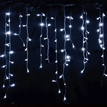 

LED Fairy Decoration Lights EU Plug 4M(W)x0.6M(H) Curtain Light Decorative for Window Stairs Eaves Wave Tassel Tail Plug 8 modes