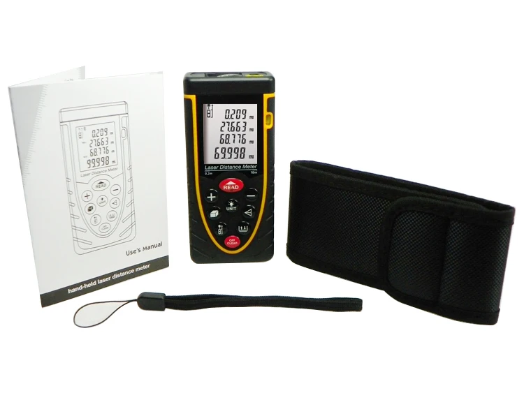 Free Shipping 80m Laser distance meter m/in/ft bubble level tool Rangefinder Range finder Tape measure Area/Volume Better SW-80