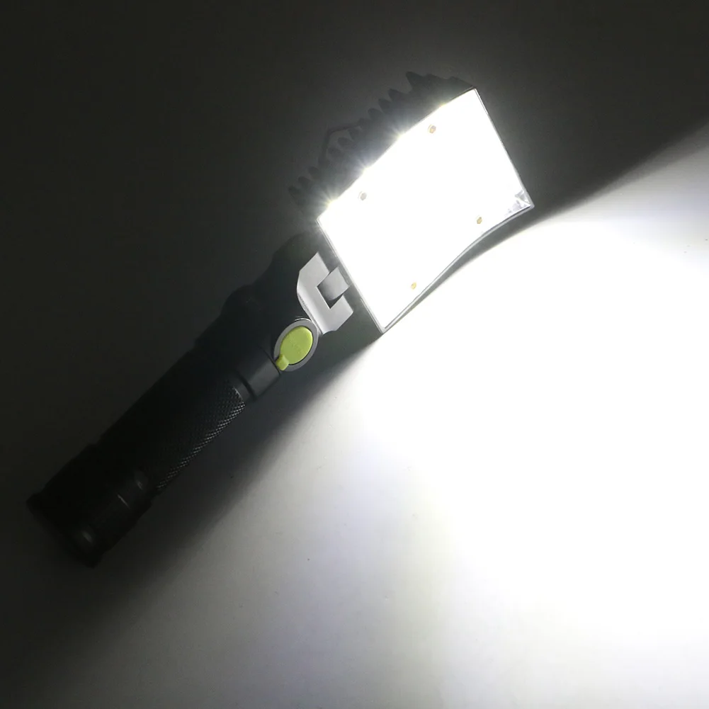 Перезаряжаемый USB фонарь, 16 светодиодов, фонарик, белый, красный+ синий, вспышка, рабочие огни с магнитами и крючками, фонарик, аккумулятор 18650