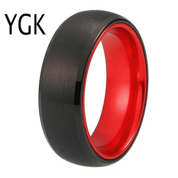 

Classic Wedding Rings For Women Men's Tungsten Ring Black Tungsten with Red Aluminum Engagement Ring Free Engraving Ring