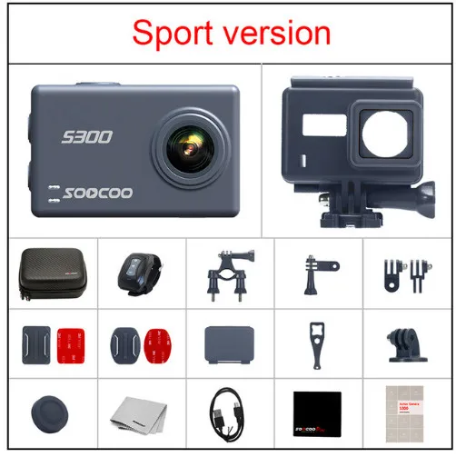 SOOCOO S300 Экшн-камера 2,3" сенсорный ЖК Hi3559V100+ IMX377 4 K 30fps 1080 P 120fps EIS Wifi 12MP удаленный внешний микрофон Спортивная камера - Цвет: grey