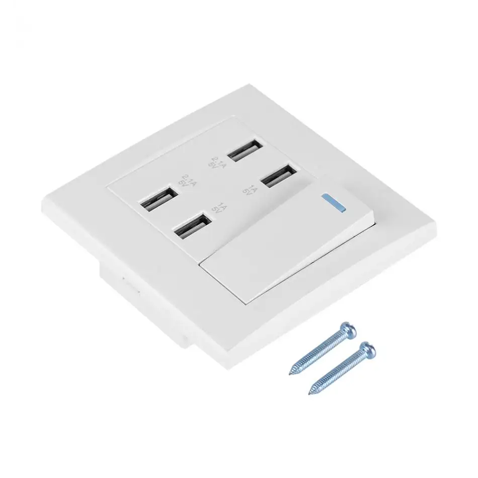 Настенный выключатель розетка 4 порта USB зарядное устройство панель заземление