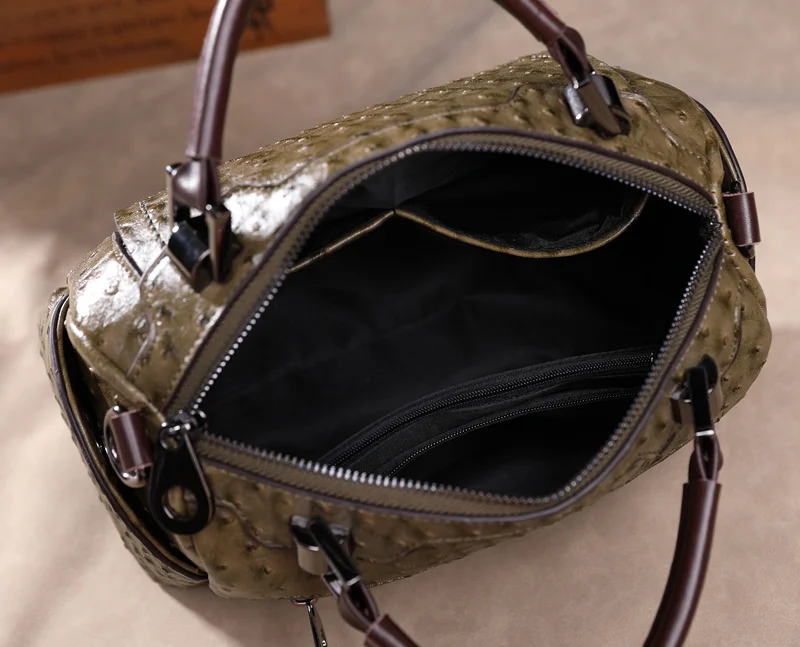 Женская сумка в стиле Бостона с узором страуса, новинка, модная сумка-мессенджер, кожаная сумка-тоут, сумка из натуральной кожи, сумка на плечо
