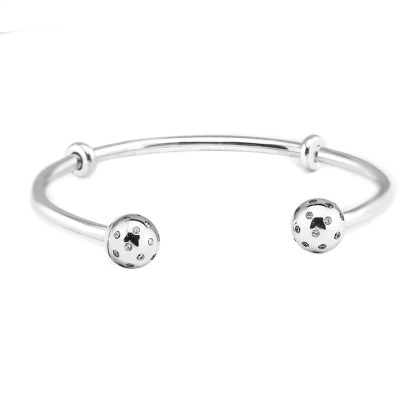 

CKK 100% 925 Sterling Silver Jewelry Original Open Bracelet Bangles for Women DIY Fits Beads Charm Fashion Bracelets FLB045