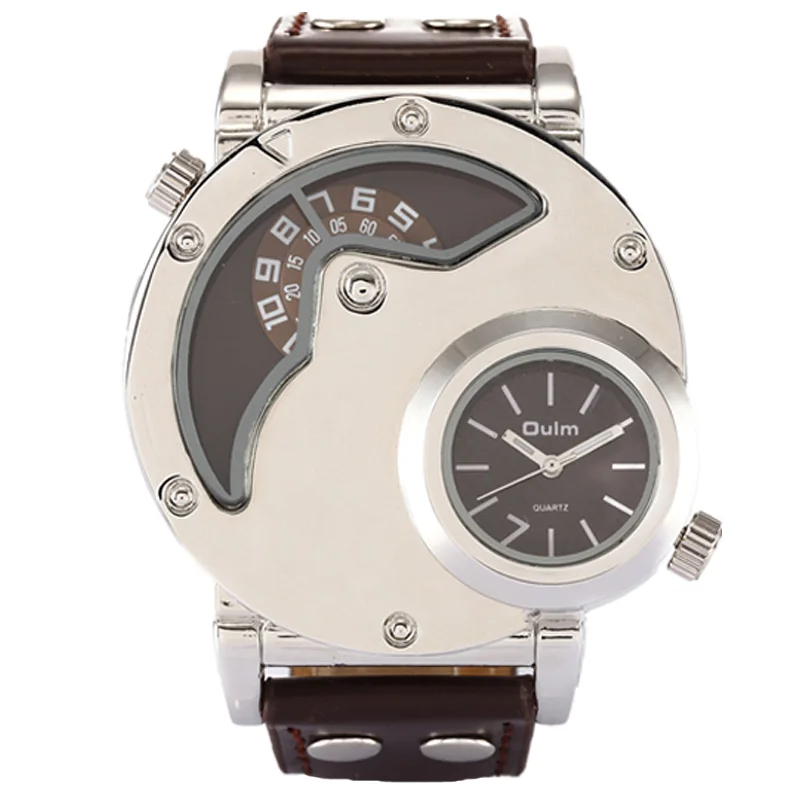 Multiple Time Zone Watch Oulm 9591 Luxury Brand Japan Quartz Movement