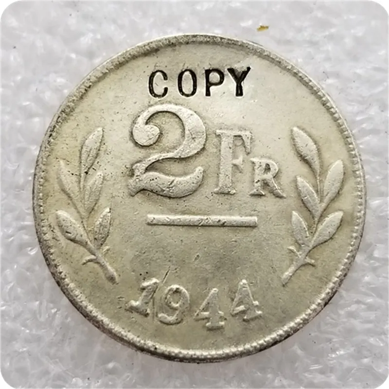 1944 Бельгия 2 франка (2 Фрэнка) серебро сделанное в ошибке копия памятных