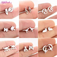 Hfarich панк серьги из нержавеющей стали для женщин и детей мульти Дракон Карта мира Череп серьги-гвоздики модные ювелирные аксессуары бижутерия