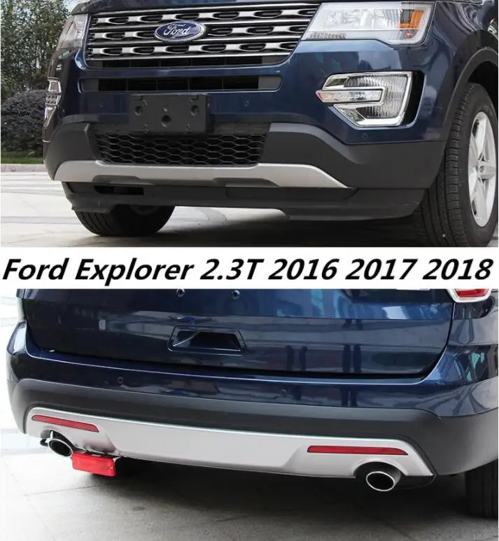 

ABS CHROME Front + Rear Bumper Diffuser Protector Guard Skid Plate For Ford Explorer 2013 2014 2015 BY EMS
