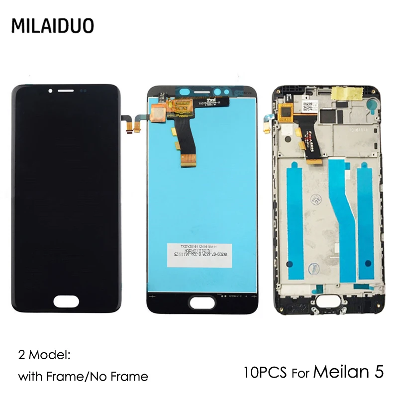 

10 PCS LCD Display For Meilan 5 M5 M611A M611H IPS LCD Touch Screen Digitizer Assembly Replacement Black with Frame