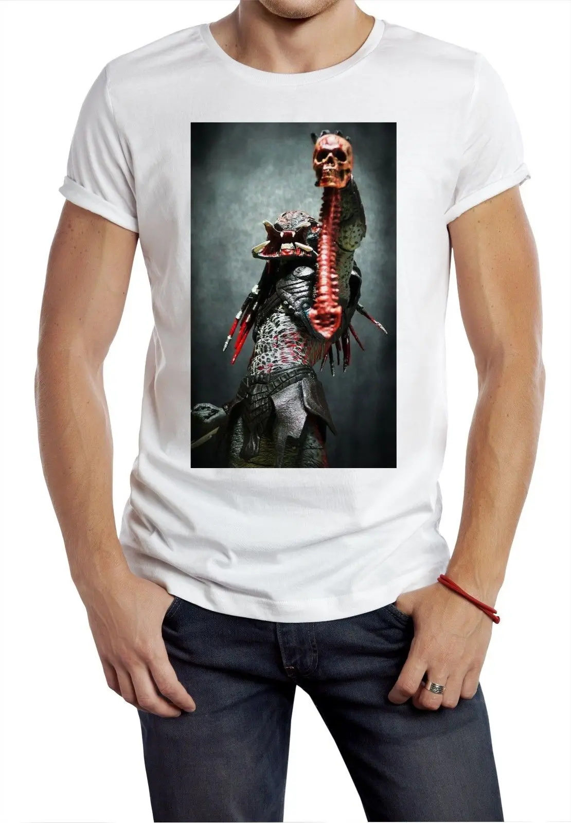 Хищник футболка фильм чужой ужас geek tee культовым Арни Ретро yolo череп|Футболки| |