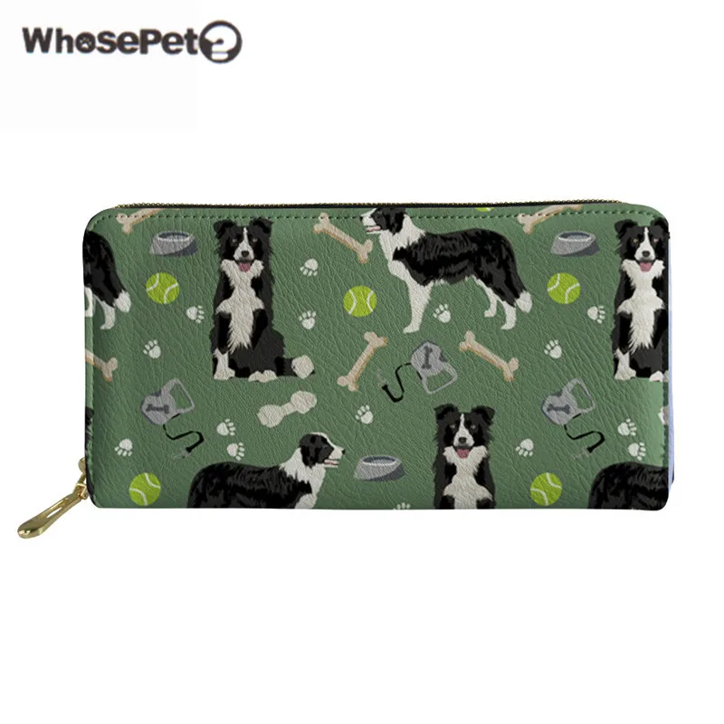 

WHOSEPET Woman's Long Purse Border Collie Personalized Leather Money Wallet 2018 Women Casual Pu Bag bolsa com carteira feminina