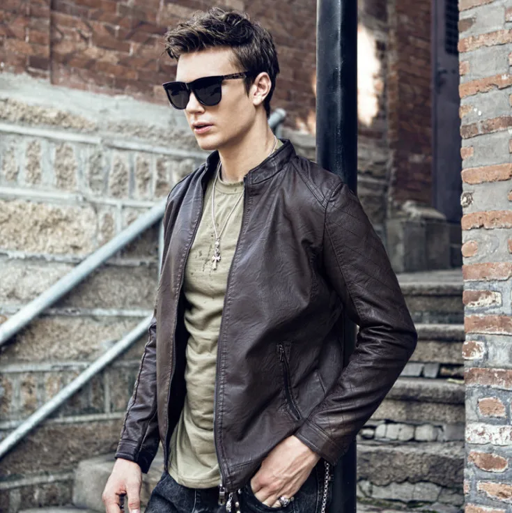 

Men Motorcycle Leather Jackets Fashion Autumn Motorcycle PU Leather Male Winter Bomber Jackets Outerwear Faux Leather Coat
