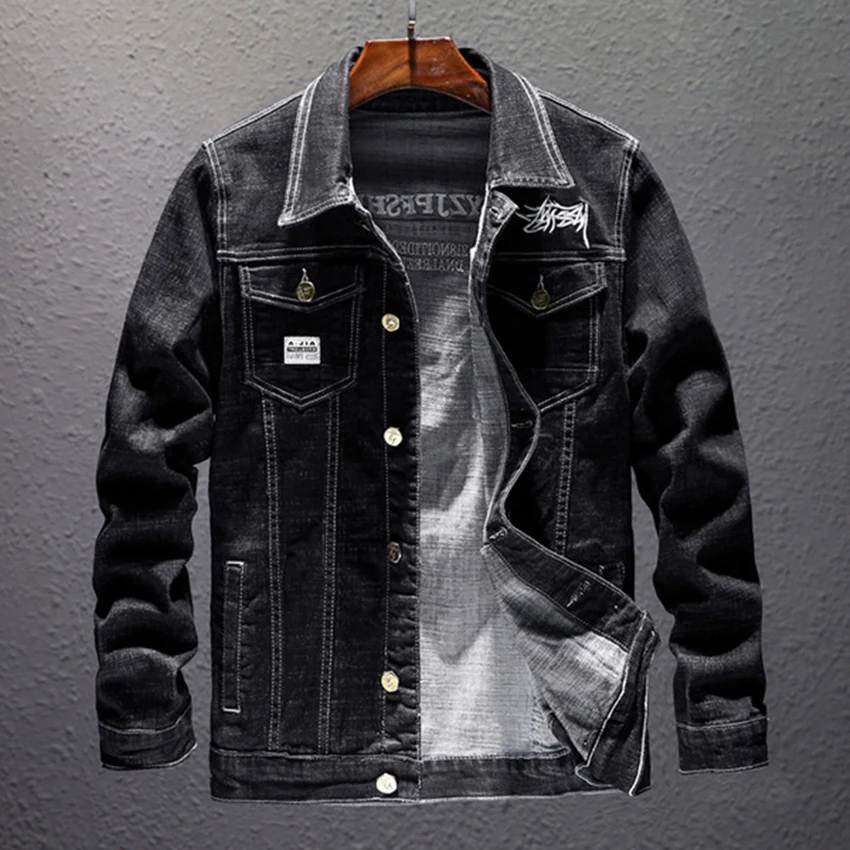 HCXY 2019 Spring Autumn Fashion Men's Denim Jackets Coats Men cotton Jacket Mens Jean Jacket Outwear Male Cowboy Size 5XL