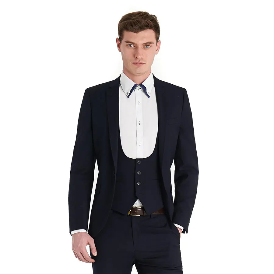 Latest Coat Pant Designs Navy Blue Formal Bridegroom Wedding Suits For