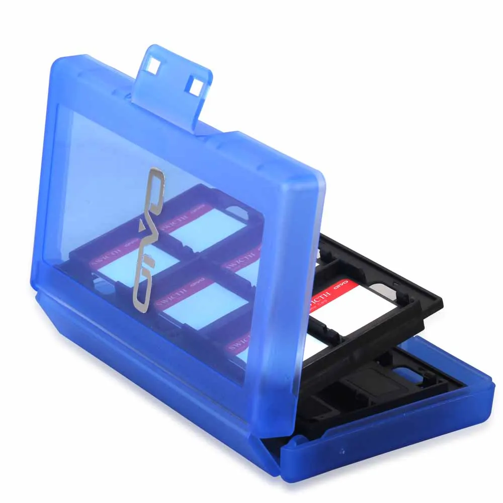 OIVO, 24 В 1, портативный чехол для игровых карт, чехол для пульта, NS NX, игровая карта для переключателя, АБС ударопрочный жесткий корпус, коробка для хранения - Цвет: Синий