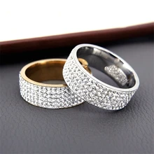 Gran oferta, anillo de boda de acero inoxidable 12 Uds para mujer, joyería de moda con incrustaciones de diamantes de imitación Vintage, anillo de compromiso de cristal de 5 filas