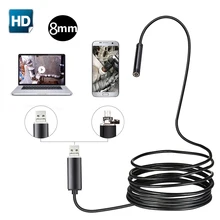 USB эндоскоп камера 8 мм объектив 1 м/10 м полужесткая трубка эндоскоп бороскоп видео осмотр IP67 Водонепроницаемый для Android ПК