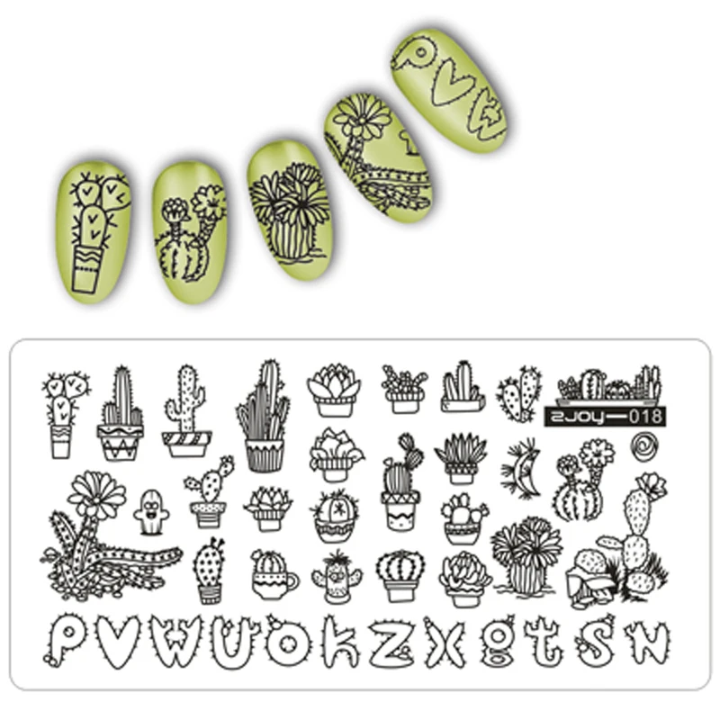 

Rectangle 12.5*6.5cm Nail Stamping Plates Cactus Image 3D DIY Pattern Plate DIY Nail Stamping Template
