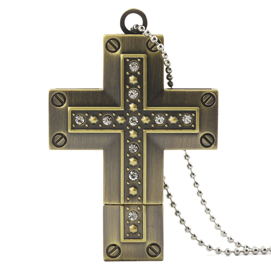 100 Genuine 3 0 USB Flash Pen Drive font b Disk b font Necklace The cross
