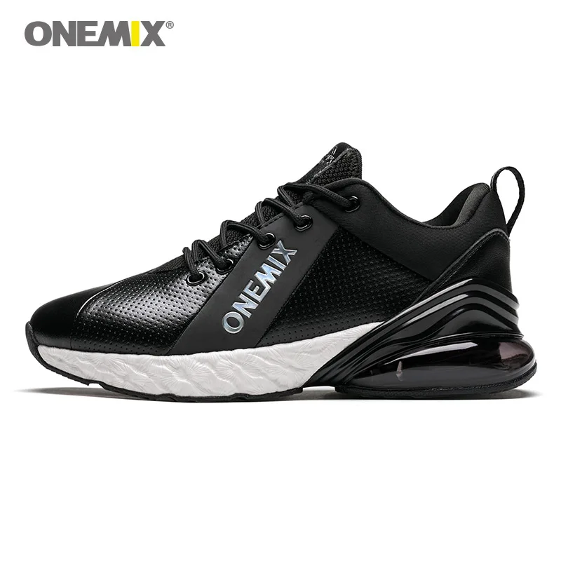 

Onemix men's running shoes men's black leather mesh breathable gym yoga sports shoes sports outdoor jogging training shoes