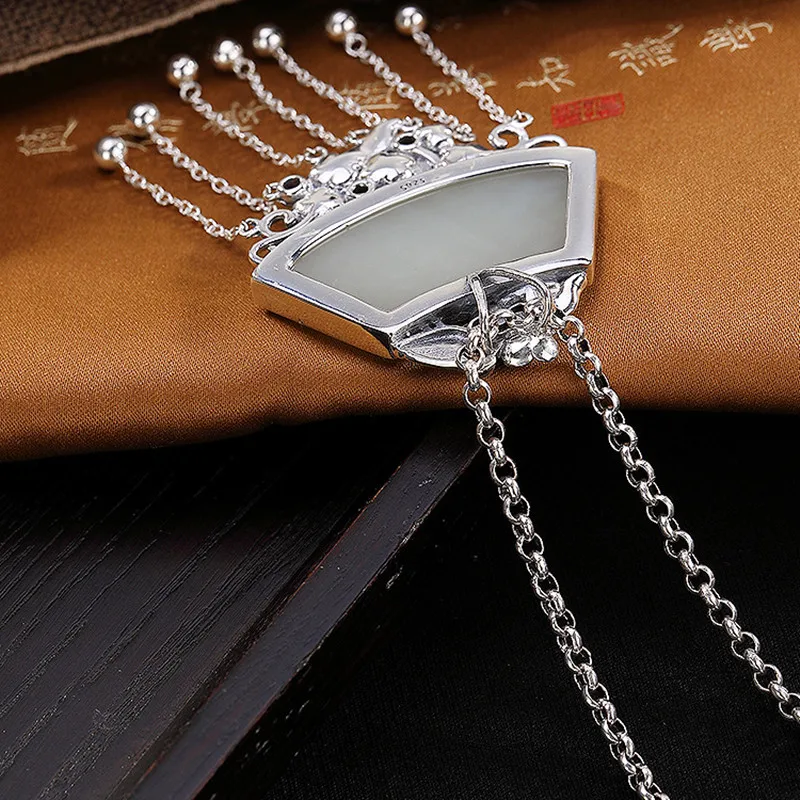 Uglyless Настоящее серебро 925 пробы бусы ожерелья с подвесками и кисточками без цепей этнический тайский серебряный кулон с птицами Ювелирное Украшение из нефрита