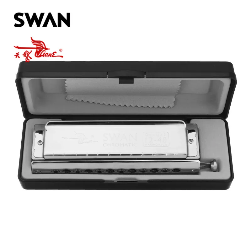 

Swan SW1248-7 Professional 12 Holes 48 Tones Rounded Mouthpiece Chromatic Harmonica Woodwind Musical Instruments In Plastic Box