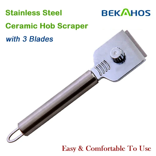 Heavy Duty Glass Scraper with 3 Blades Stainless Steel Knife Scraper