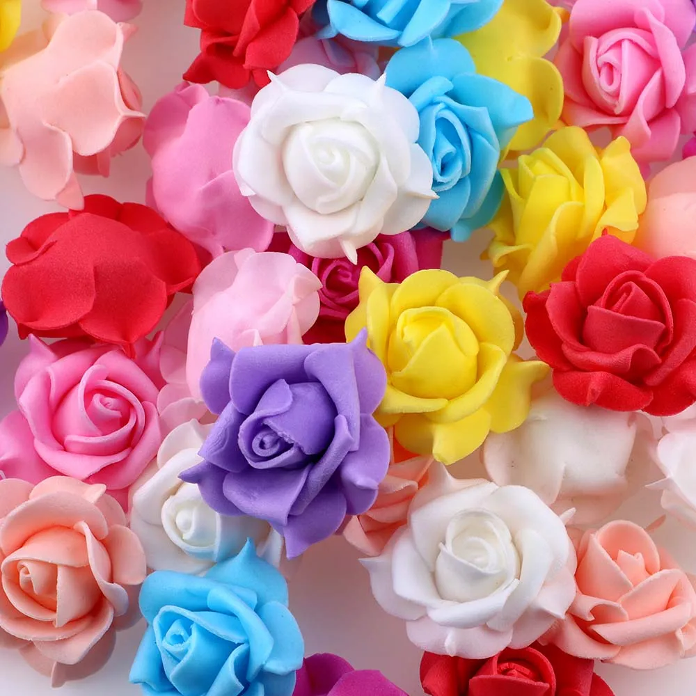 20 шт 3,5 см мини объемные боковые Розы Декоративные цветы искусственные пенные цветы для DIY вечерние свадебные украшения домашний декор - Цвет: Mix Color