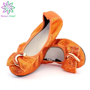 

The biggest ladies flat shoes size 38-45 for African ladies shoes with orange soft soles banquet dancing noble comfortable shoes
