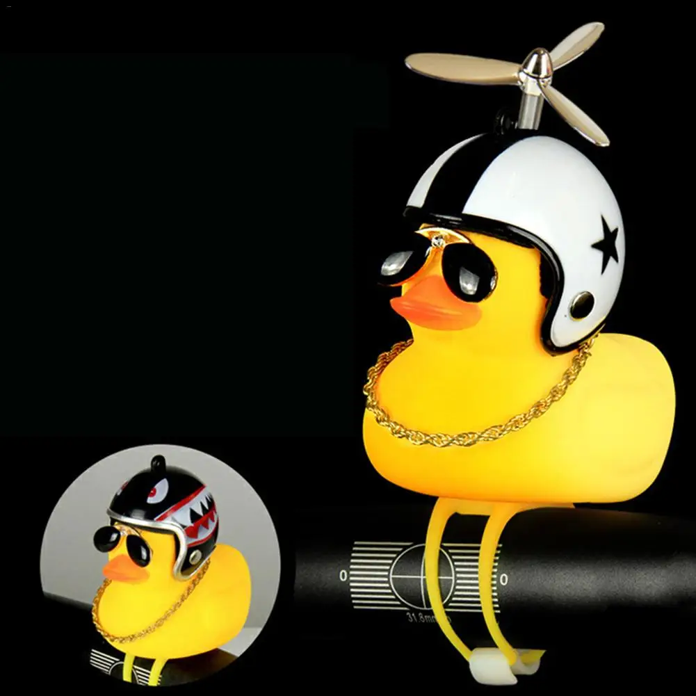 Cheap Bicycle Light Bicycle Duck Bell Motorcycle Little Yellow Duck Wearing Helmet Children With Hard Hat Horn Light 7