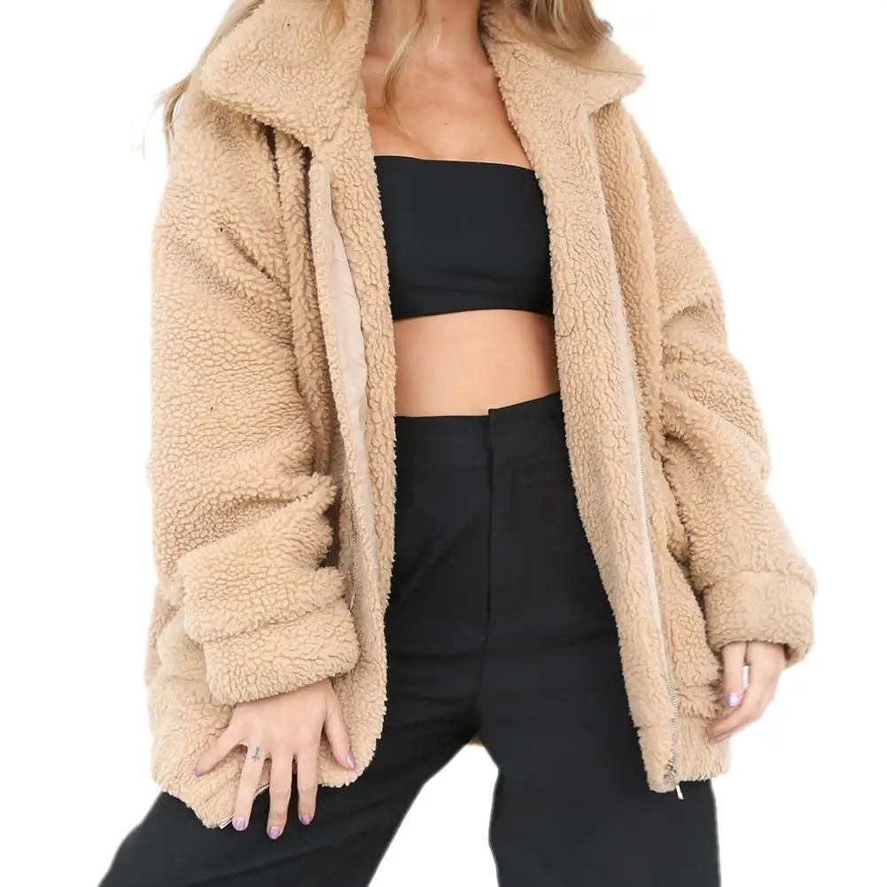 #*Cheap Elegant Faux Fur Coat Women 2018 Autumn Winter Warm Soft Zipper Fur Jacket Female Thickened Plush Overcoat Casual Outerwear