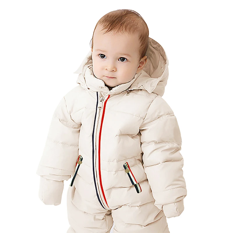 

Winter Baby Girl and Boy Hooded One Piece Duck Down Overalls Clothes Jumpsuit