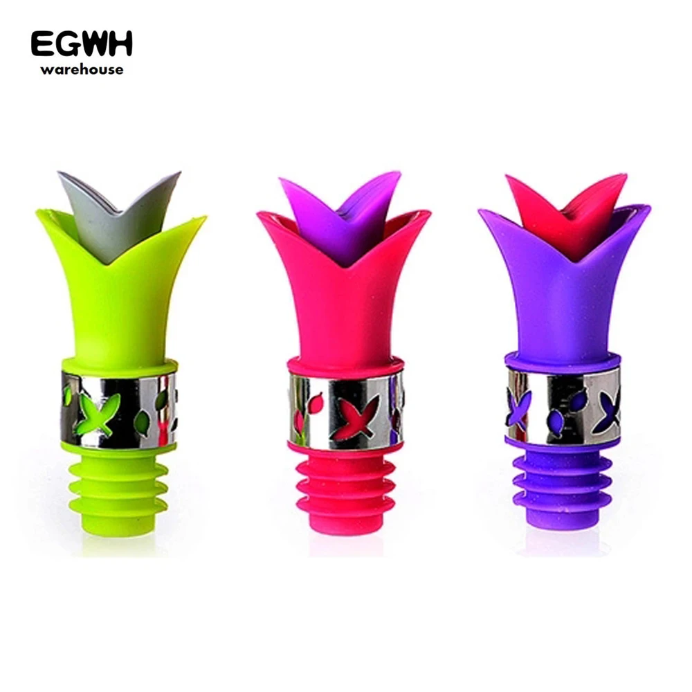 Silicone Lily Bottle Stopper Leakproof Wine Pourer Kitchen Party Cork
