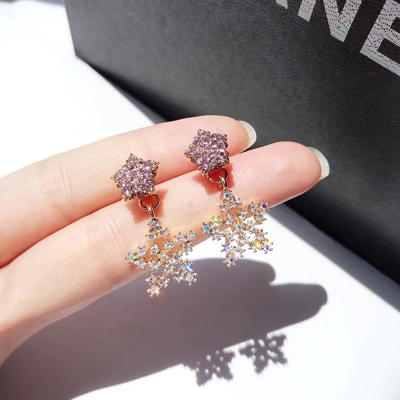 

Cute Fashion Female Crystal Star Drop Earrings Boho Wedding Jewelry Vintage Long Dangle Earrings For Women