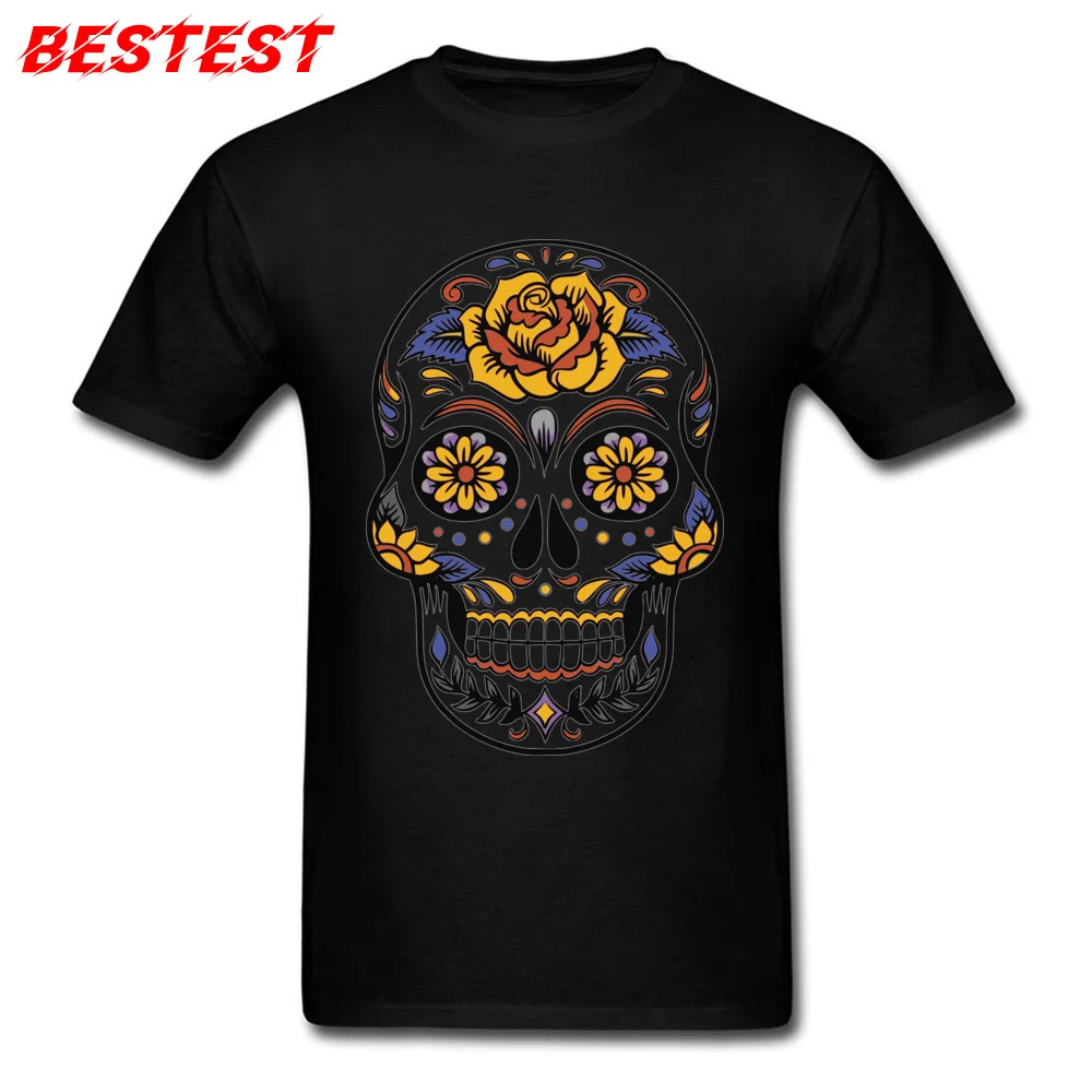 Funny T-Shirt Latest Crewneck Mexico skull 2028286_960_720 Pure Cotton Student Tops Shirt Normal Short Sleeve Tee-Shirts Mexico skull 2028286_960_720 black