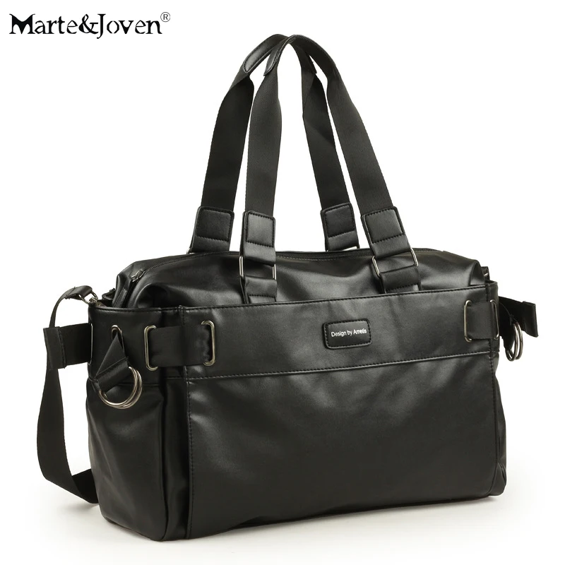 Brand Design Black PU Leather Large Capacity Travel Bags for Men High