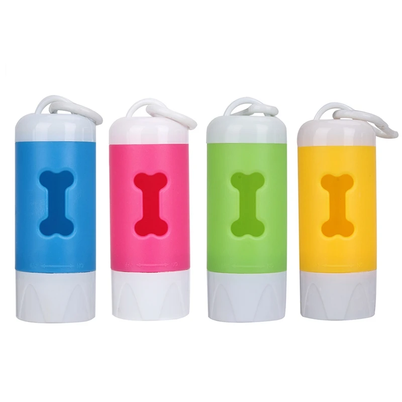 Flash Light Pet Dog Poop Bag Dispenser Waste Garbage Bags Carrier