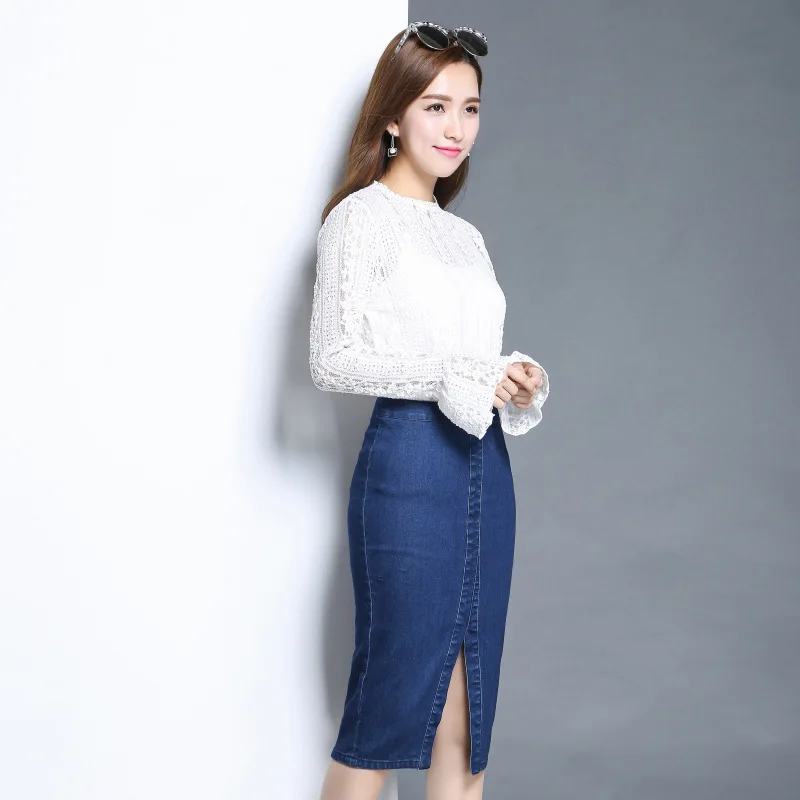 Aliexpress.com : Buy Front Split Denim Skirt Women Plus Size 2XL ...
